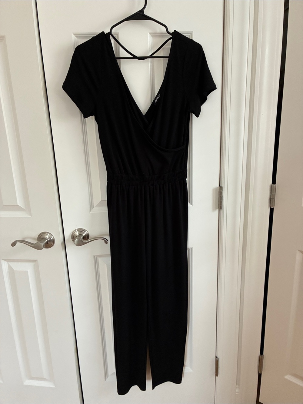 Express Black Short Sleeve Wrap Jumpsuit